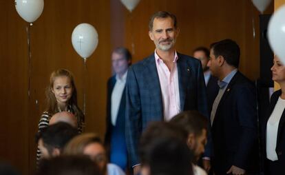 El Rey y la Princesa de Asturias, este martes, en el Palacio de Congresos de Catalunya, en Barcelona.