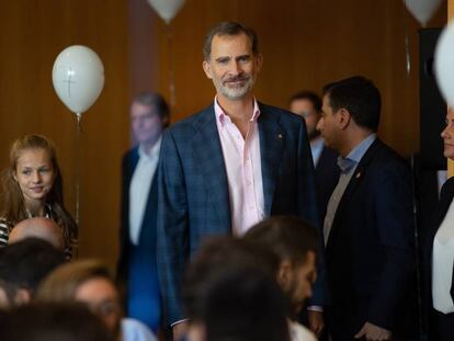 El Rey y la Princesa de Asturias, este martes, en el Palacio de Congresos de Catalunya, en Barcelona.