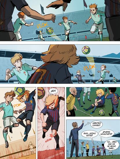 Una página de La escuela de los sueños, un cómic sobre la Masia del Barça.