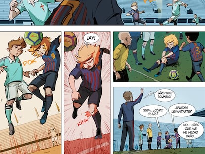 Una página de La escuela de los sueños, un cómic sobre la Masia del Barça.
