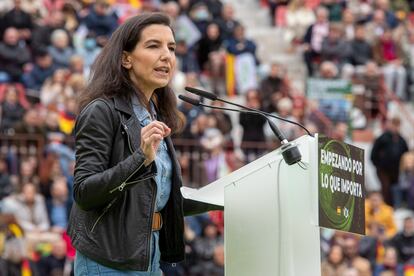 La candidata de Vox a la Comunidad de Madrid Rocío Monasterio, durante un mitin que VOX.