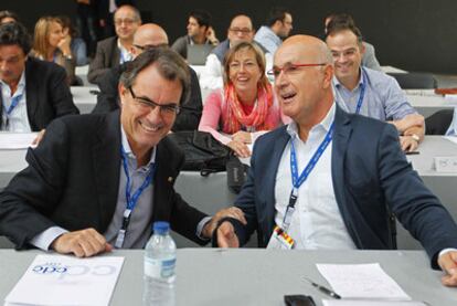 Artur Mas y Duran Lleida, ayer en el Consejo Nacional de CiU.