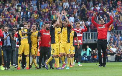 Los jugadores del Atlético celebran el titulo de liga