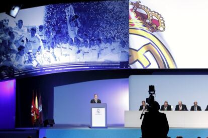 Florentino Pérez, durante su intervención.