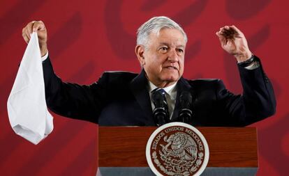 López Obrador durante su rueda de prensa matutina.