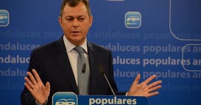 José Luis Sanz, en la sede del PP.