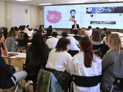 Aula en la Facultad de Ciencias Políticas y Sociología de la Universidad Complutense de Madrid.