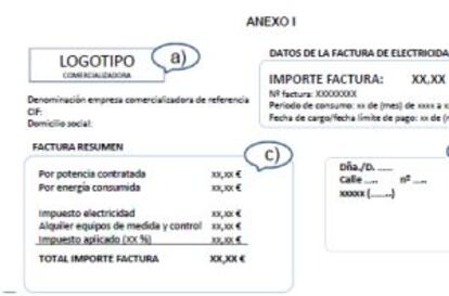 Modelo para la primera página de la nueva factura.