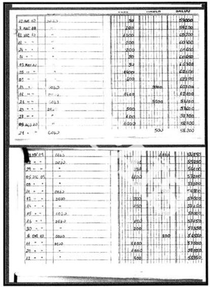 Contabilidad secreta del subteniente del Ejército Francisco Carreras.