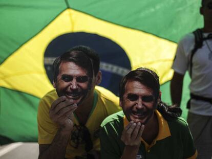 Apoiadores de Jair Bolsonaro no domingo, 9 de setembro, em uma manifestação em Copacabana, Rio de Janeiro.