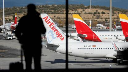 Aviones de Air Europa e Iberia en Barajas.