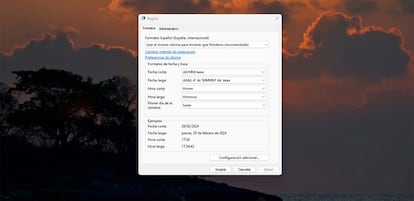 Windows 11 formatos fecha hora personalziados