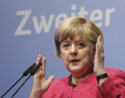 La canciller alemana, Angela Merkel, interviene durante la segunda cumbre demográfica celebrada en Berlín, Alemania el martes 14 de mayo de 2013.