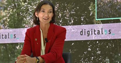 Reyes Maroto, ministra de Industria, Comercio y Turismo, durante su intervención en el congreso DigitalES Summit 2021.