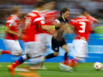 Modric, durante el Rusia-Croacia de los cuartos de final del Mundial 2018.