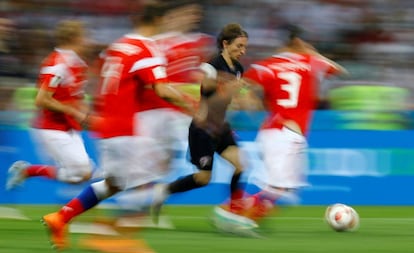 Modric, durante el Rusia-Croacia de los cuartos de final del Mundial 2018.