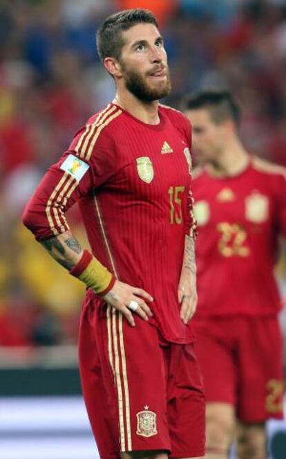 Sergio Ramos, durante un partido con España