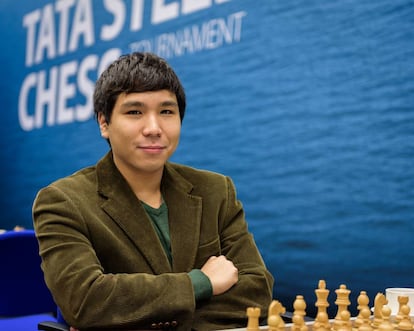 Wesley So en el escenario del torneo Tata en Wijk aan Zee (Países Bajos)