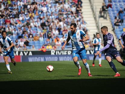 Borja Iglesias, durante el partido entre el Espanyol y el Valladolid.