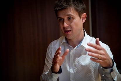 Award-winning scientist Marc Schneeberger Pané, during a moment in his interview with EL PAÍS in Barcelona’s Macaya Palace.