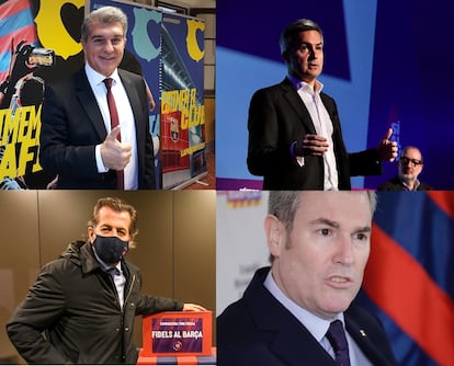 Los candidatos: Laporta, Font, Freixa y Rousaud.