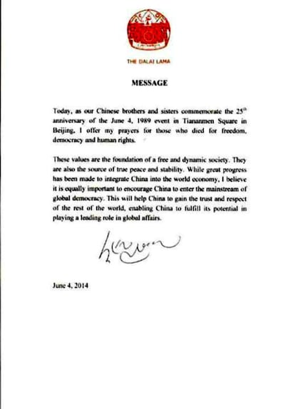 Carta del Dalai Lama.