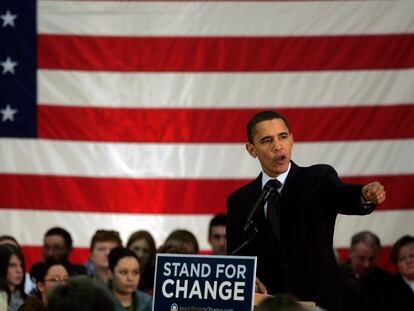 Barack Obama cuando era candidato a la presidencia en diciembre de 2007.
