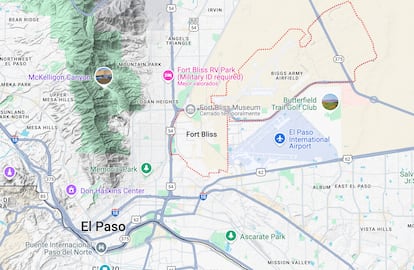 Imagen satelital de la base militar Fort Bliss.