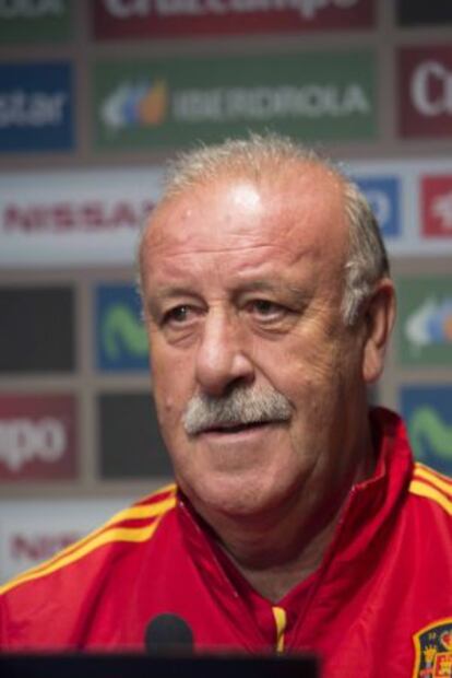 Vicente del Bosque, en la rueda de prensa celebrada hoy.