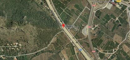 Imagen de Google Maps del lugar de la infracción de velocidad den la AP-7.