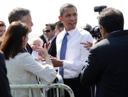 El presidente estadounidense Barack Obama, poco después de llegar hoy a Seattle.