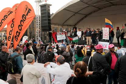 Una manifestación en la Plaza de Bolívar de Bogotá, en el paro nacional, el 29 de mayo.