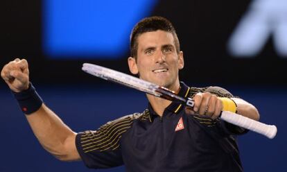 Djokovic celebra la vitoria ante Ferrer.