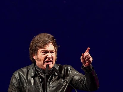 El presidente argentino, Javier Milei, durante un acto este mes en Buenos Aires.