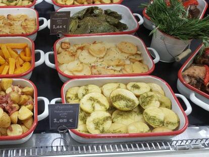 Platos de comida preparados en un centro de El Corte Inglés.
 