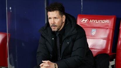 Diego Pablo Simeone, durante el Atlético-Villarreal (3-1) disputado el pasado domingo en el Metropolitano.