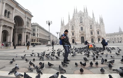 La plaza del Duomo, en Milán, este miércoles.