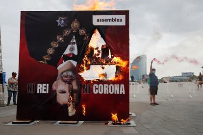 La última acción de la ANC fue la semana pasada en Barcelona, donde se quemaron carteles con la imagen de Felipe VI