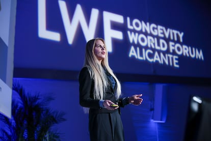 Liz Parrish en un momento de su presentación en el Longevity World Forum