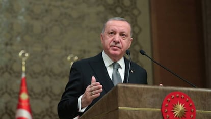 El presidente turco Recep Tayyip Erdogan durante un seminario en Ankara.