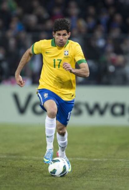 Diego Costa en un amistoso con Brasil. 