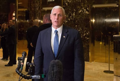 O vice-presidente eleito, Mike Pence, na terça-feira em Nova York.