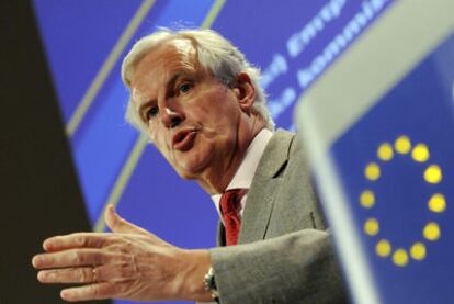 El comisario de Mercado Interior, Michel Barnier, en una rueda de prensa en Bruselas.