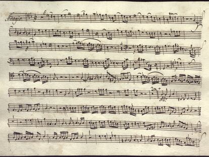 Versión manuscrita del 'Réquiem' de Mozart encontrada en la Catedral de Pamplona.