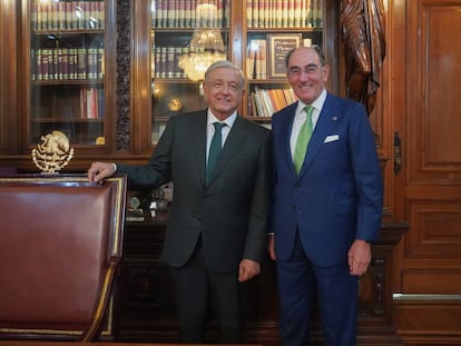 El presidente de México, Andrés Manuel López Obrador, junto al presidente de Iberdrola, Ignacio Sánchez Galán, el pasado día 5 en Ciudad de México.