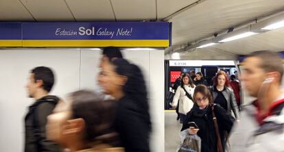 Estaci&oacute;n de metro de Sol en 2012. Actualmente se llama Vodafone Sol