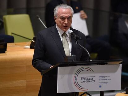 Michel Temer em discurso nas Na&ccedil;&otilde;es Unidas. 