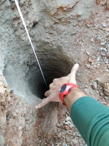 The borehole the young boy is thought to have fallen into.