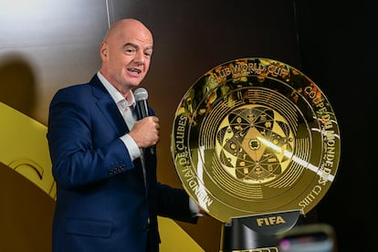 Infantino, with the World Cup trophy.