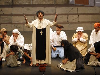 Un momento de la representación de la zarzuela <i>El tambor de granaderos</i> en el Teatro de Madrid.